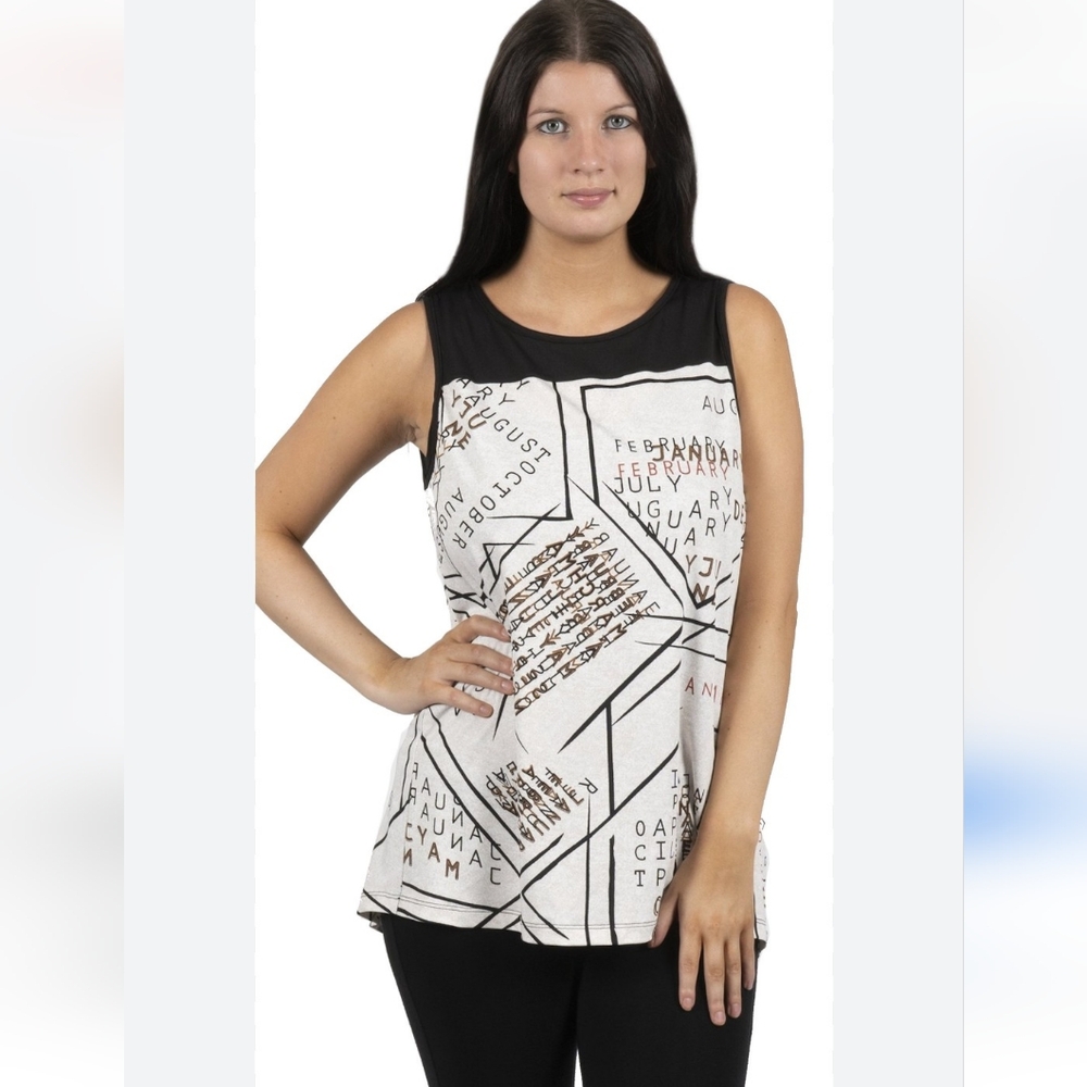Women's Black and White Graphic Tank Top